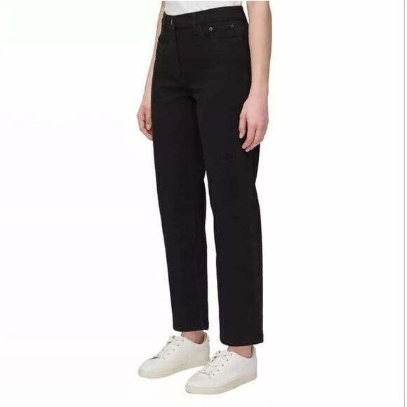 NWT Calvin Klein Women's High Rise Straight Leg Jeans Jet Black 29" Inseam, Sz 6 - Picture 2 of 8